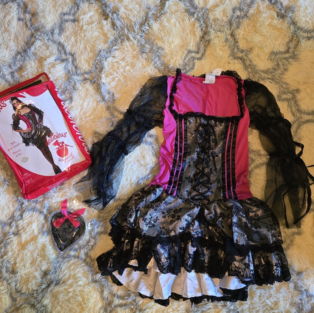 Pink and Black Womans Saloon Costume